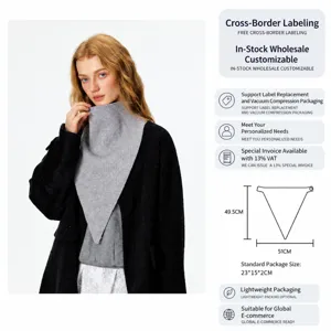 Winter women knitted triangular scarf shawl versatile warm headwear fashion grey neck warmer