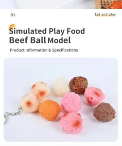 Vue détaillée du porte-clés modèle de boulette de viande en PVC, montrant la texture.