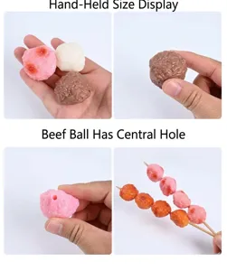 Simulation boulette de bœuf PVC faux modèle de nourriture brochette détail gros plan.