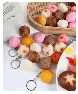Aliment simulé boulette de viande porte-clés PVC mignon hot pot snack pendentif sac