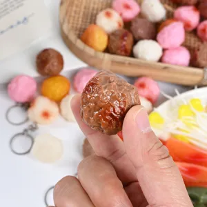 Modèle de boulette de bœuf simulée en PVC faux aliment porte-clés accessoire barbecue.