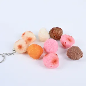 Porte-clés boulettes de viande PVC simulation modèle de nourriture mignon jouet