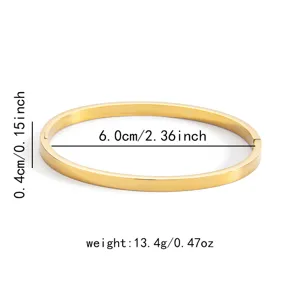 Minimalist smooth stainless steel bangle 18k gold plated couple fashion bracelet