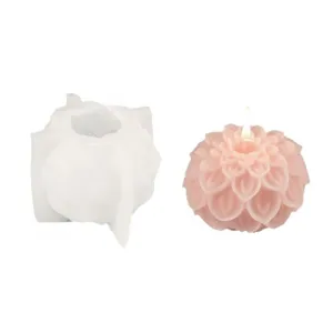 Stampo in silicone per candela e candela profumata rosa di loto per artigianato e decorazione.