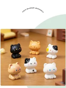 Figurines de chat assis mignonnes micro paysage détail, décoration de bureau en résine.
