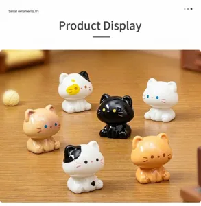 Figurines de chat assises mignonnes résine décorations de bureau mini animaux ensemble
