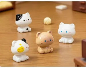 Jolies petites figurines de chat en résine pour décoration de bureau et accessoires DIY.