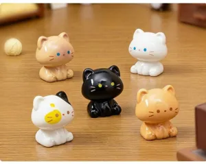 Figurines de chat assises mignonnes ornements en résine miniature pour décoration DIY micro-paysage.