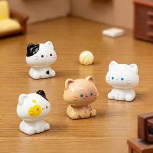 Figurines de chat miniatures assises mignonnes pour deco de bureau et micro-paysages.