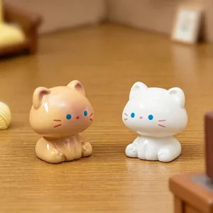Mignonnes figurines de chats miniatures assis décoration de bureau jouet micro paysage