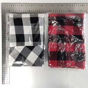 Red and black buffalo check plaid fabric covers set, classic grid design for home decor.