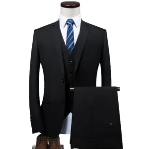Heren 3-delig slim fit zakelijk pak set blazer vest broek voor formele bruiloft.
