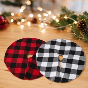 Mini plaid Christmas tree skirt set holiday table decoration home party festive aesthetic