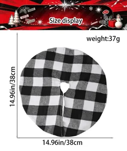 Mini black and white buffalo plaid Christmas tree skirt for holiday party home decor.