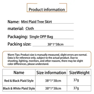Mini plaid Christmas tree skirt for holiday home decor and festive party table decoration.