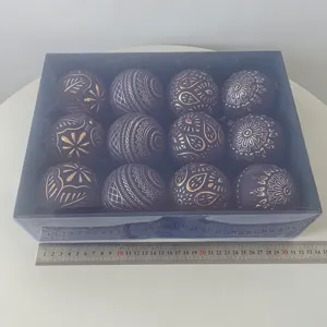 Vintage retro Christmas balls set 8cm decorative hanging ornaments in a box display