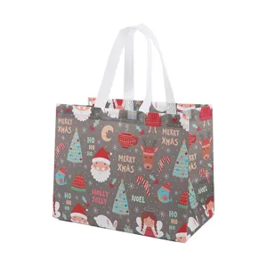 Sac cabas de shopping de Noël en tissu non tissé avec un joli motif de vacances pour cadeaux.