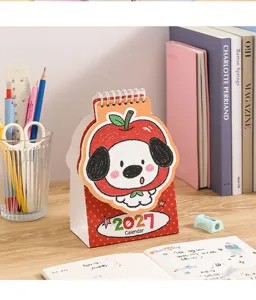 2027 mini desktop calendar cute animal apple design pocket memo monthly planner for desk