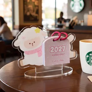 Acrylic Desk Calendar 2027 Cute Cartoon Sheep Dog Clover Orange Desktop Ornament Decoration Creative Standing Calendar