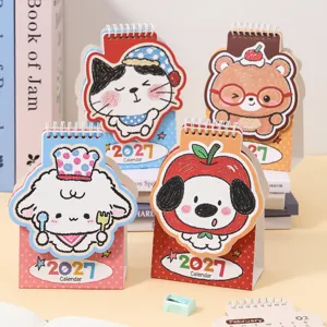 2027 Mini Standing Desk Calendar Cute Cartoon Animal Series Month Planner Desktop Ornament For Office School Home Decoration