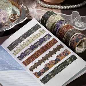 Nastro Washi decorativo pizzo floreale glitterato vintage per diario fai da te scrapbooking