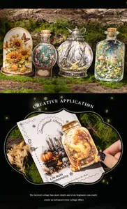 Pack autocollants carte dure lettrepress vintage collection bouteille magique carnet.