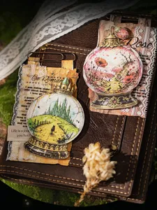 Vintage boule de cristal autocollant paquet avec design gaufre exquis, ideal pour les journaux art.