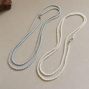 Longue collier de perles élégant avec fermoir métallique, chaîne de pull polyvalente.