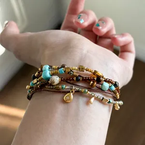 Bracelet multicolore perles multicouche fait main vintage bijou élégant poignet accessoire