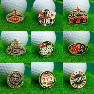 Marqueur de balle de golf motif casino, clip de chapeau en émail métallique durable.