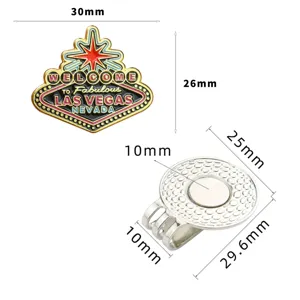 Marqueur de balle de golf en métal avec clip chapeau design Las Vegas, accessoire idéal.