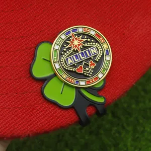 Clip de marqueur de chapeau de golf magnétique avec marqueur de balle poker en métal et trèfle