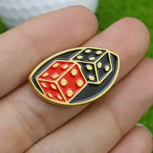 Marqueur de Balle de Golf en Metal Emaille Pince avec Design de De Rouge Noir Golf