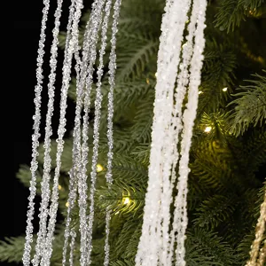 Ornement suspendu à franges pailletées de Noël, long décor de glands scintillants pour arbre.
