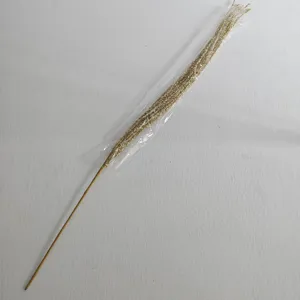 Branche décorative de Noël à paillettes dorées, tige florale à gland fin pour vitrine.