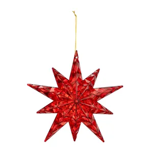 Red faceted acrylic star Christmas tree hanging ornament holiday decoration pendant