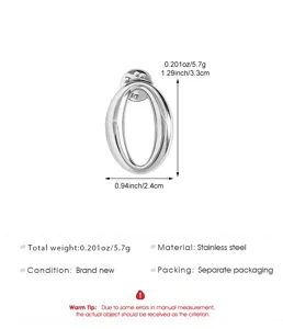 Detailed view of the stainless steel brooch highlighting precise product dimensions and weight specs.
