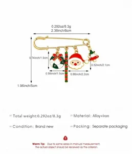 Weihnachten Sicherheitsnadel Broche mit Weihnachtsmann und Tannenbaum, Legierung.
