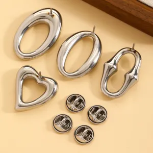 Silver tone metal geometric brooch pins DIY blank accessories set with butterfly clutches