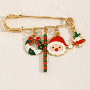 Weihnachten Sicherheitsnadel Brosche mit Weihnachtsmann Anhänger für Damen und Feste.