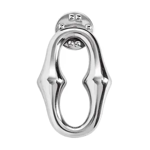 Silver metal eyeglass holder pin detail, sleek minimalist design for secure eyewear accessory.