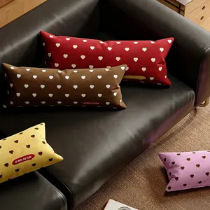 Retro heart polka dot throw pillow long cushion sofa bedroom decorative pillowcase cover