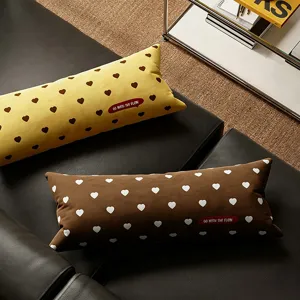 Retro heart polka dot long bolster pillow, comfortable removable sofa cushion cover for office.