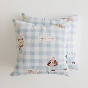 Niedliches Karo Cartoon Tier Muster Sofa Kissenbezug Nachttisch Kissen Heim Dekorative Zierkissen