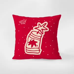 Rotes Neujahr Kissen festlich Deko Kissen Wohnzimmer Sofa Bett Rückenlehne Bezug Festtagsdeko