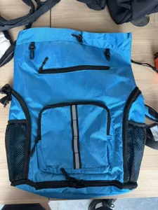 Grote capaciteit dubbellaags trekkoord reis rugzak blauw honingraat patroon sport tas