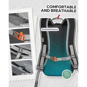 Lightweight outdoor cycling backpack with breathable shoulder straps and ergonomic back panel for hiking.