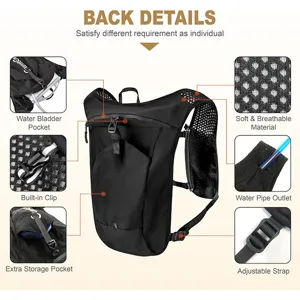 Lightweight hydration backpack for outdoor running and cycling with water pocket.