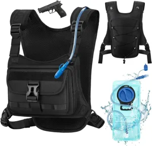 Marsupio tattico pettorale con sacca d'acqua, gilet da corsa in rete per sport all'aperto.