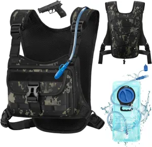 Zaino tattico idratazione pettorale, gilet da corsa mimetico traspirante con sacca d'acqua esterno.